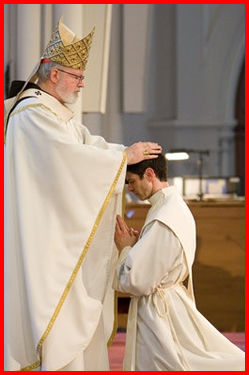 priest ordained father newly laying hands cardinal sen call blaney holy praying