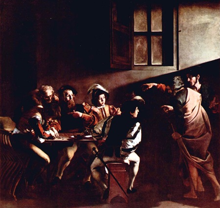 The painting entitled “The Call of Matthew” depicts Matthew the tax 