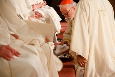 Cardinal O’Malley celebrates the Mass of the Lord’s Supper, Holy Thursday, March 28, 2013. During the Mass, the cardinal performed the Washing of the Feet, which recalls Jesus’s example of humility and service washing the feet of the Apostles at the Last Supper.