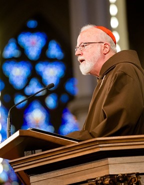Boston Cardinal Sean P. O'Malley speaks at the “Healing Our City” interfaith prayer service to honor those affected by the Boston Marathon bombings, held at the Cathedral of the Holy Cross in Boston April 18.<br /><br /><br /><br /><br /> Pilot photo/ Gregory L. Tracy<br /><br /><br /><br /><br /> 
