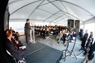 Groundbreaking of the future Our Lady of Good Voyage (Seaport) Chapel on Seaport Blvd. in South Boston, Nov. 21, 2014.<br />
Pilot photo by Gregory L. Tracy<br />
