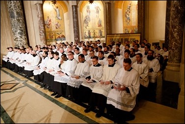 Seminarians take part in the Vigil Mass for Life, held Jan. 26 at the Basilica of the National Shrine of the Immaculate Conception in Washington, D.C. Pilot photo/ Gregory L. Tracy 