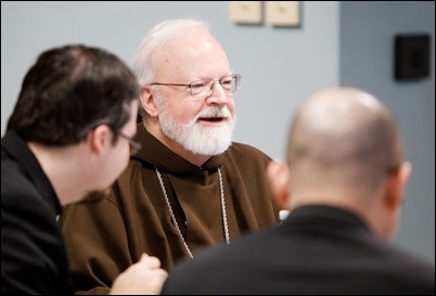 Cardinal O’Malley meets with recently ordained priests at the Archdiocese of  Boston’s Pastoral Center, March 30, 2017.
Pilot photo/ Gregory L. Tracy 
