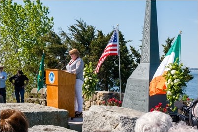 The May 25, 2019 dedication ceremony of a memorial to 850 Irish immigrants fleeing the Potato Famine who died in quarantine on Deer Island on Boston Harbor waiting to be admitted to the U.S. from 1847 to 1850. 
Pilot photo/ Jacqueline Tetrault