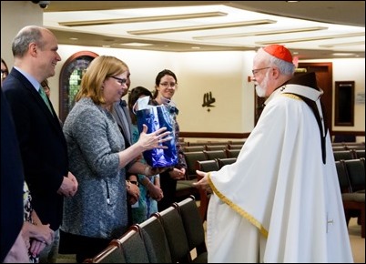 Cardinal O’Malley celebrates a farewell Mass for Superintendent of Catholic Schools Kathy Mears in the Pastoral Center Chapel May 24, 2019.
Pilot photo/ Jacqueline Tetrault 