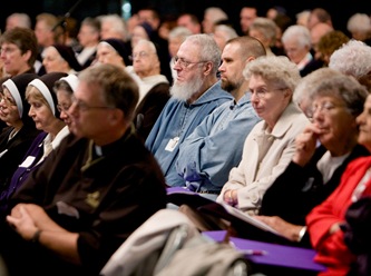 Cardinal Franc Rode, Prefect of the Congregation for Institutes of  Consecrated Life and Societies of Apostolic Life addresses the Apostolic Religious Life Symposium held <br />
Saturday, Sept. 27, 2008 at Stonehill College in North Easton, Mass.  A portion of Cardinal Rode’s address was read by Father David O’Connell, president of Catholic University of America and a fellow Vincentian.  Cardinal Sean P. O’Malley introduced Cardinal Rode and translated for him during the question and answer session.<br />
Pilot photo/ Gregory L. Tracy</p>
<p>