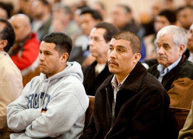 The Feb. 28  day-long retreat at St. Mary Church in Waltham delivered by Father Mario Castañeda, of the Diocese of Palm Beach, Fla., for Spanish-speaking men on thier roles at Christian fathers, sons and workers.  The retreat concluded with a Mass celebrated by Cardinal Seán P. O’Malley.