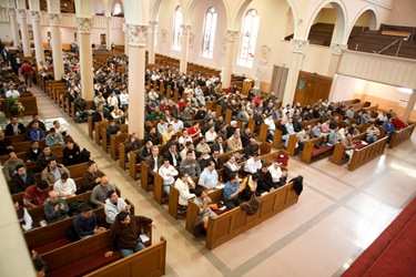 The Feb. 28  day-long retreat at St. Mary Church in Waltham delivered by Father Mario Castañeda, of the Diocese of Palm Beach, Fla., for Spanish-speaking men on thier roles at Christian fathers, sons and workers.  The retreat concluded with a Mass celebrated by Cardinal Seán P. O’Malley.