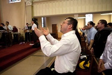 The Feb. 28  day-long retreat at St. Mary Church in Waltham delivered by Father Mario Castañeda, of the Diocese of Palm Beach, Fla., for Spanish-speaking men on thier roles at Christian fathers, sons and workers.  The retreat concluded with a Mass celebrated by Cardinal Seán P. O’Malley.