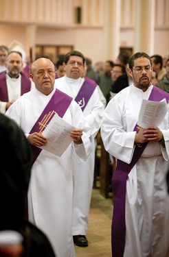 The Feb. 28  day-long retreat at St. Mary Church in Waltham delivered by Father Mario Castañeda, of the Diocese of Palm Beach, Fla., for Spanish-speaking men on thier roles at Christian fathers, sons and workers.  The retreat concluded with a Mass celebrated by Cardinal Seán P. O’Malley.