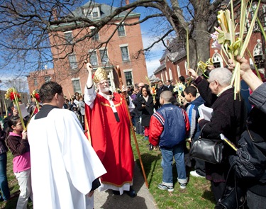 Blessing the Palms at St John's in Peabody.