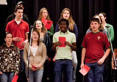 JThese high school students performed alongside Jon Niven at the Catholic Youth Rally at Xaverian HS.