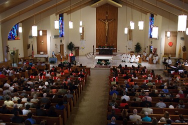 Cardinal Seán prepares to confirm the confirmation class at St. George Church in Framingham this past Sunday.
Photo by George Martell