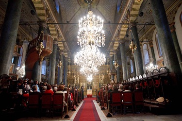 Catholic-Orthodox pilgrims celebrate Great Vespers with Partriarch Bartholomew I followed by a private audience. Pilot photo/ Gregory L. Tracy