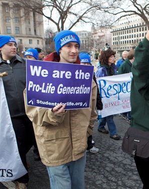 Cardinal Sean O'Malley leads pilgrims from Boston during the annual March for Life Jan. 22 in Washington, DC. Pilot photo/ Gregory L. Tracy