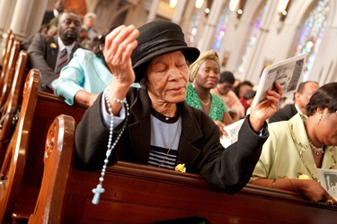 Cardinal Seán P. O’Malley celebrates a memorial Mass at the Cathedral of the Holy Cross March 7, 2010 for the victims of the Jan. 12 earthquake in Haiti. Pilot photo by Gregory L. Tracy