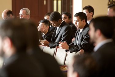 Boston Seminarians gather with Cardinal O'Malley April 30, 2010. Photo by Gregory L. Tracy, The Pilot