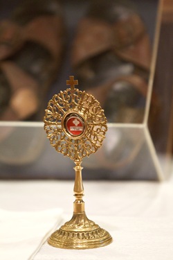 Relics of Blessed Teresa of Calcutta are displayed at St. Margaret Church of Blessed Mother Teresa Parish in Dorchester, June 18, 2010. Pilot photo by Gregory L. Tracy