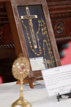 Relics of Blessed Teresa of Calcutta are displayed at St. Margaret Church of Blessed Mother Teresa Parish in Dorchester, June 18, 2010. Pilot photo by Gregory L. Tracy