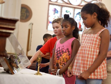 Relics of Blessed Teresa of Calcutta are displayed at St. Margaret Church of Blessed Mother Teresa Parish in Dorchester, June 18, 2010. Pilot photo by Gregory L. Tracy