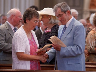 Couples celebrating their 25th, 50th and 60th anniversaries attend the Wedding Anniversary Mass celebrated by Cardinal Sean P. O'Malley June 13, 2010 at the Cathedral of the Holy Cross in Boston. Pilot photo by Gregory L. Tracy