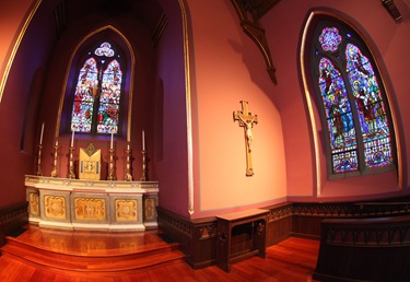 The crucifix that once contained the relic of the true cross hangs in the Blessed Sacrament Chapel of the Cathedral of the Holy Cross July 15, 2010. Pilot photo/ Gregory L. Tracy