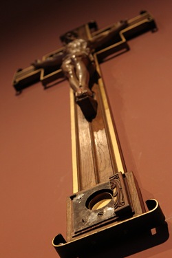 The crucifix that once contained the relic of the true cross hangs in the Blessed Sacrament Chapel of the Cathedral of the Holy Cross July 15, 2010. Pilot photo/ Gregory L. Tracy