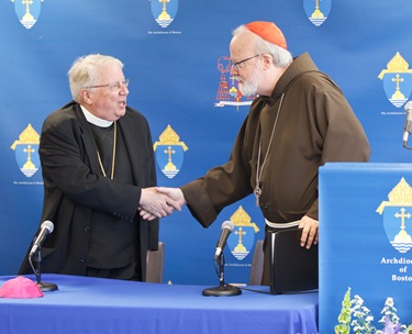 It was annouced at a June 30, 2010 press conference that Fathers Peter Uglietto and Arthur Kennedy have been named by Pope Benedict to be new auxiliary bishops of Boston.  Following the press conference the new bishops-elect concelbrated Mass with Cardinal Seán P. O’Malley.  Photo by Gregory L. Tracy, The Pilot