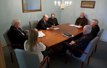 It was annouced at a June 30, 2010 press conference that Fathers Peter Uglietto and Arthur Kennedy have been named by Pope Benedict to be new auxiliary bishops of Boston.  Following the press conference the new bishops-elect concelbrated Mass with Cardinal Seán P. O’Malley.  Photo by Gregory L. Tracy, The Pilot