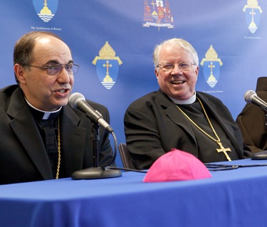 It was annouced at a June 30, 2010 press conference that Fathers Peter Uglietto and Arthur Kennedy have been named by Pope Benedict to be new auxiliary bishops of Boston.  Following the press conference the new bishops-elect concelbrated Mass with Cardinal Seán P. O’Malley.  Photo by Gregory L. Tracy, The Pilot