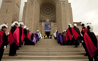 A Fourth Degree honor guard processes into the Basilica of the National Shrine of the Immaculate Conception for the Opening Mass of the 128th Supreme Convention Aug. 3.