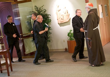 Cardinal's 'Jesu Caritas' meeting with recently ordained priests Sept. 15, 2010. Pilot photo by Gregory L. Tracy