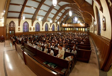 Cardinal Seán P. O’Malley celebrates the opening Mass of Quincy Catholic Academy at Sacred Heart Church Sept. 8, 2010. Following the Mass, Cardinal O’Malley was given a tour of the school’s facilities by principal Catherine Cameron.
Photo by Gregory L. Tracy/ The Pilot
