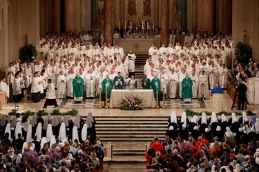 Cardinal Daniel N. DiNardo of Galveston-Houston, chairman of the U.S. bishops' Committee on Pro-Life Activities, uses incense at the National Prayer Vigil for Life at the Basilica of the National Shrine of the Immaculate Conception in Washington Jan. 23. (Pilot photo/ Gregory L. Tracy)