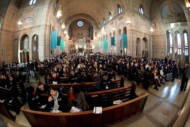 Mass with Boston pro-life pilgrims at Sacred Heart Church, Washington, D.C. Jan. 24, 2011. Pilot photo by Gregory L. Tracy