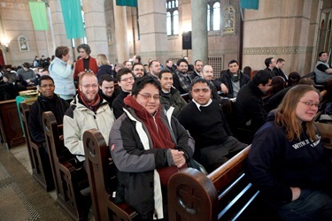 Mass with Boston pro-life pilgrims at Sacred Heart Church, Washington, D.C. Jan. 24, 2011. Pilot photo by Gregory L. Tracy