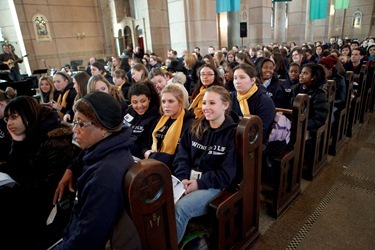 Mass with Boston pro-life pilgrims at Sacred Heart Church, Washington, D.C. Jan. 24, 2011. Pilot photo by Gregory L. Tracy