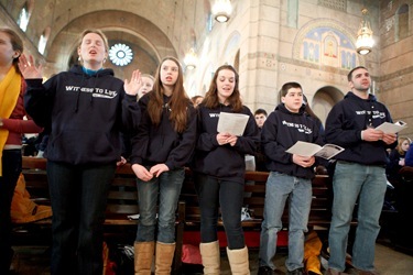 Mass with Boston pro-life pilgrims at Sacred Heart Church, Washington, D.C. Jan. 24, 2011. Pilot photo by Gregory L. Tracy