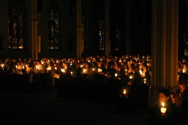 Cardinal Sean P. O'Malley celebrates the Easter Vigil April 23, 2011 at the Cathedral of the Holy Cross.  Pilot photo by Jim Lockwood