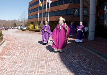 Dedication of stutue of St. Patrick donated by the parishioners of St. Mary, Brookline March 30, 2011. Photo by Gregory L. Tracy, The Pilot