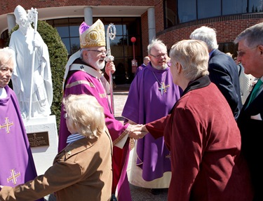 Dedication of stutue of St. Patrick donated by the parishioners of St. Mary, Brookline March 30, 2011. Photo by Gregory L. Tracy, The Pilot