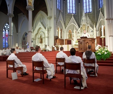 Fathers John D’Arpino, Michael Farrell, Seán Hurley, FPO, Kwang Hyun Lee, Mark Murphy, and Carlos Suarez are ordained to the priesthood by Cardinal Seán P. O’malley May 21, 2011 at the Cathedral of the Holy Cross. 
Pilot photo by Gregory L. Tracy
