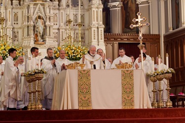 Fathers John D’Arpino, Michael Farrell, Seán Hurley, FPO, Kwang Hyun Lee, Mark Murphy, and Carlos Suarez are ordained to the priesthood by Cardinal Seán P. O’malley May 21, 2011 at the Cathedral of the Holy Cross. 
Pilot photo by Gregory L. Tracy
