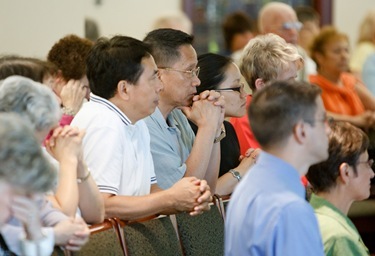 Retired Archbishop of Hong Kong Cardinal Joseph Zen Ze-kiun celebrates Mass at the Boston Archdiocese’s Pastoral Center July 18, 2011. The visit was part of a multi-city tour by the cardinal of the U.S. and Canada visiting local Chinese Catholic communities and raising awareness of the situation of the Church in China.
Pilot photo/ Gregory L. Tracy
