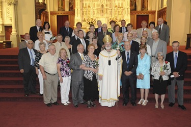 Couples who have been married for 50 years following a Wedding Anniversary Mass at the Cathedral of the Holy Cross in Boston, Sunday, June 26, 2011. (Photo/Lisa Poole)