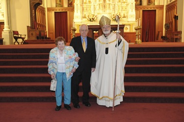 Couple who have been married for 60 years following a Wedding Anniversary Mass at the Cathedral of the Holy Cross in Boston, Sunday, June 26, 2011. (Photo/Lisa Poole)