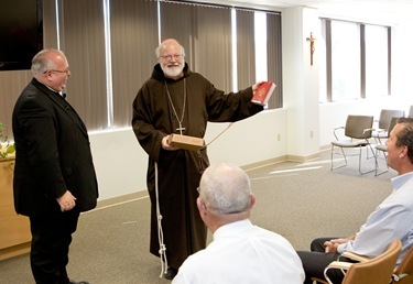 Msgr. Andrew Wadsworth executive director of the International Commission on English in the Liturgy (ICEL) speaks at the Archdiocese of Boston's Pastoral Center Sept. 28, 2011. Photo by Gregory L. Tracy, The Pilot