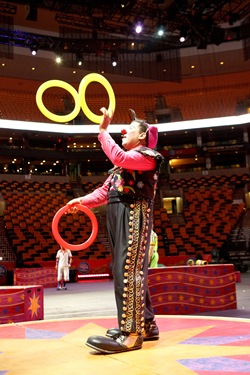 Cardinal Sean P. O'Malley visits Ringing Bros. Barnum and Bailey Circus at Boston's TD Garden  on Oct. 14, 2011 with National Circus Chaplain and Boston priest Father Gerry Hogan. Pilot photo/ Gregory L. Tracy