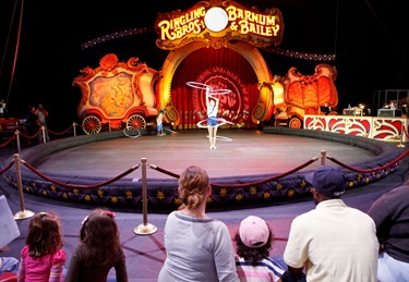 Cardinal Sean P. O'Malley visits Ringing Bros. Barnum and Bailey Circus at Boston's TD Garden  on Oct. 14, 2011 with National Circus Chaplain and Boston priest Father Gerry Hogan. Pilot photo/ Gregory L. Tracy