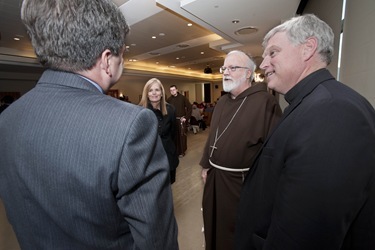 Cardinal Sean O'Malley adresses a C21 event audience on The Eucharist: The Center of Catholic Life. The event took place in the Murray Room of Yawkey Center and was the last event of a series of day long activities for the Cardinal in his visit to STM and the University in general.